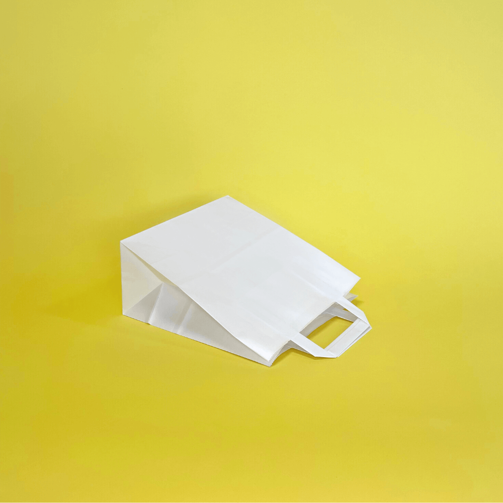 Medium White Tape Handle Paper Carrier Bags - 203mm x 127mm x 254mm