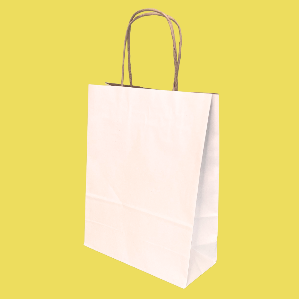 Premium White Twist Handle Paper Carrier Bags - 185mm x 80mm x 240mm