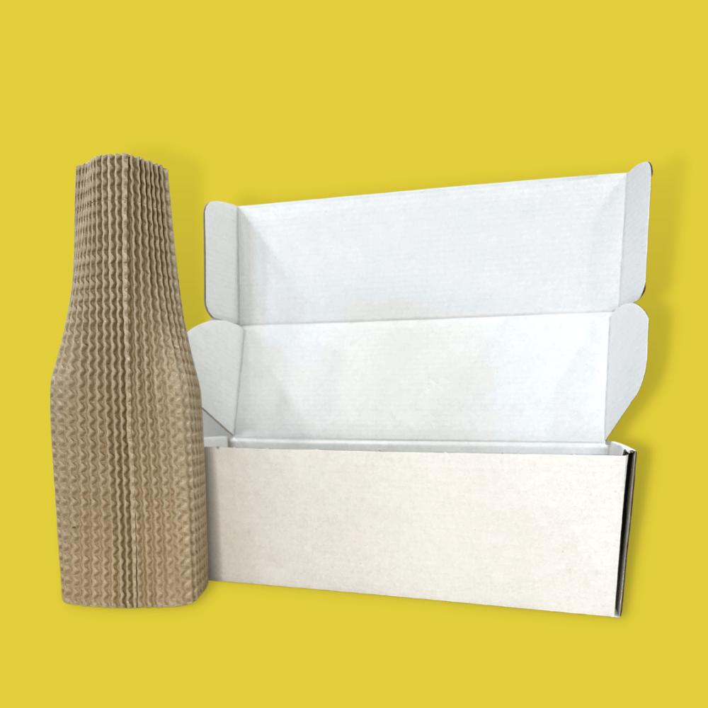 Single Bottle Corrugated Sleeves Kit - Includes Corrugated Bottle Sleeves & White Postal Boxes