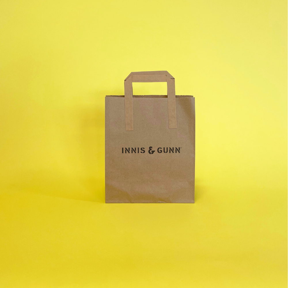 Custom Full Colour Printed Brown Tape Handle Paper Carrier Bags - 203mm x 127mm x 254mm