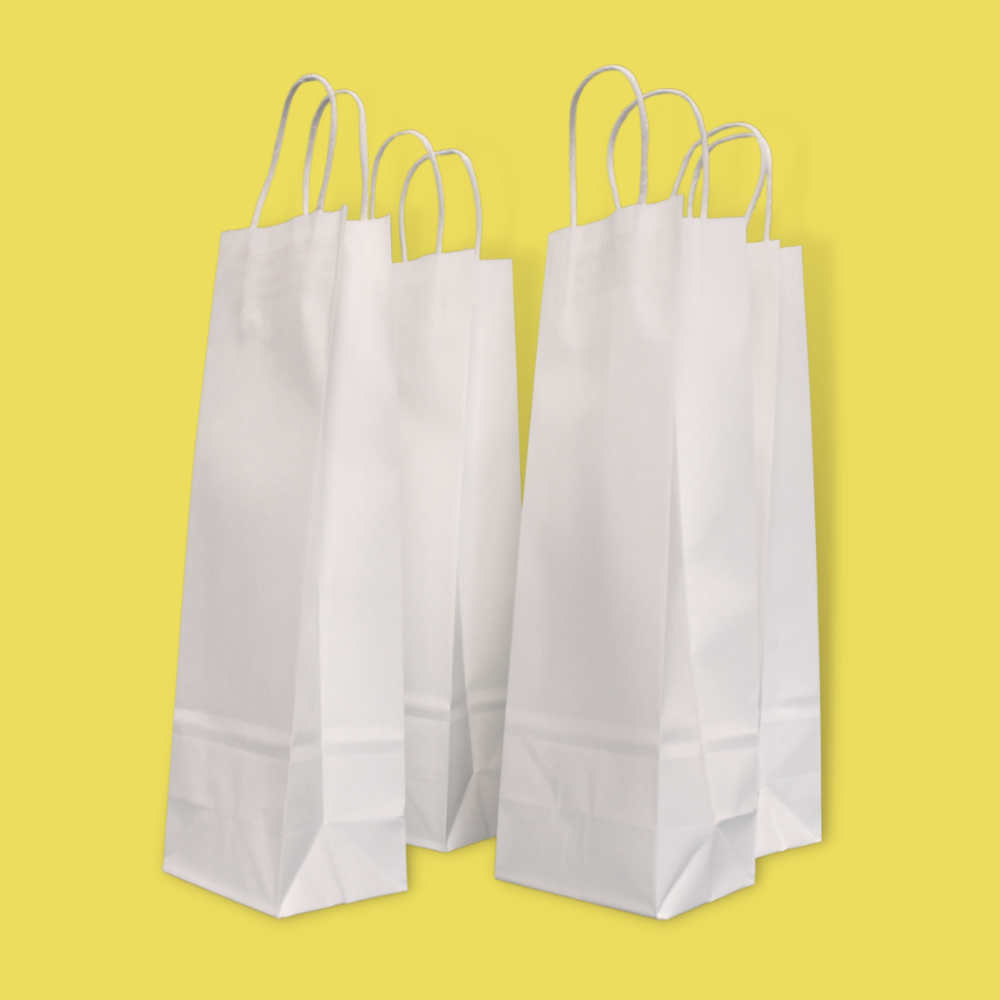 White Twist Handle Paper Carrier Bags - 110mm x 85mm x 360mm