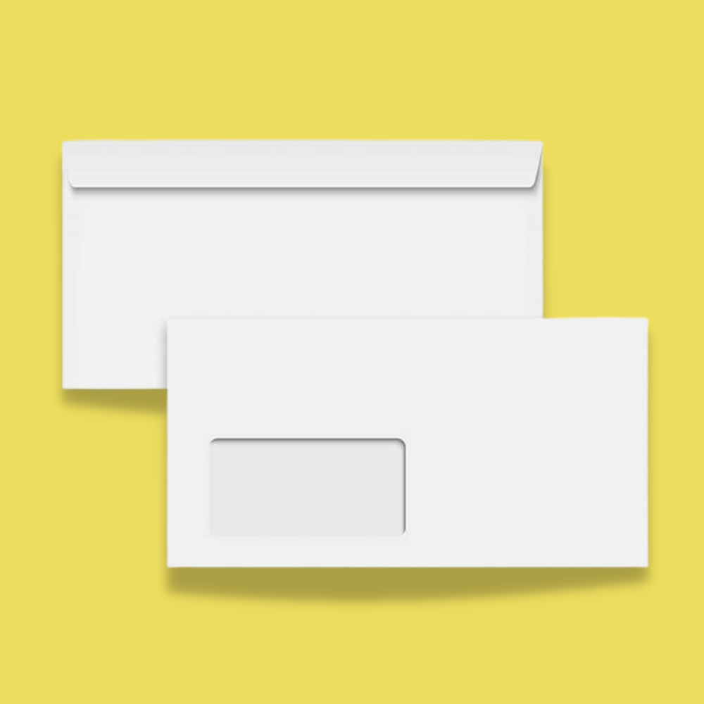 Gummed DL Windowed Envelopes - 114mm x 235mm