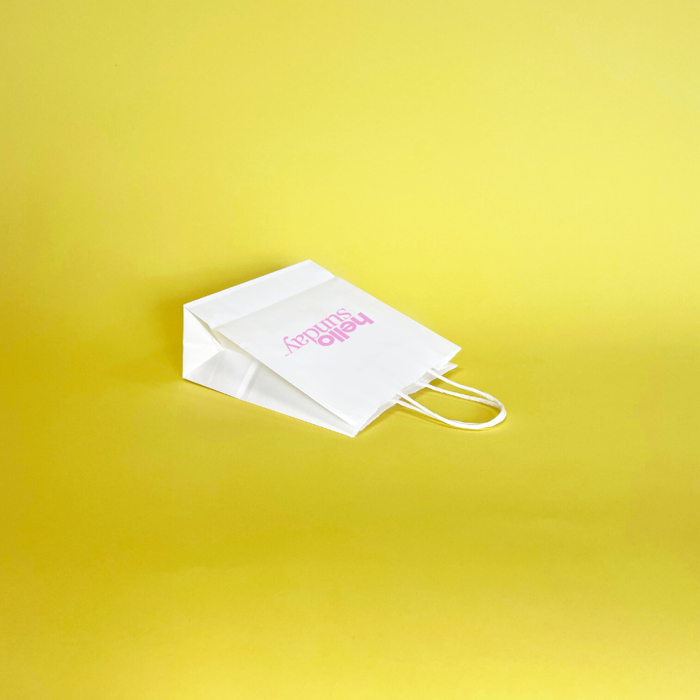 White Twist Handle Paper Bags & Sacks - 240mm x 110mm x 310mm – Parcelsend  UK