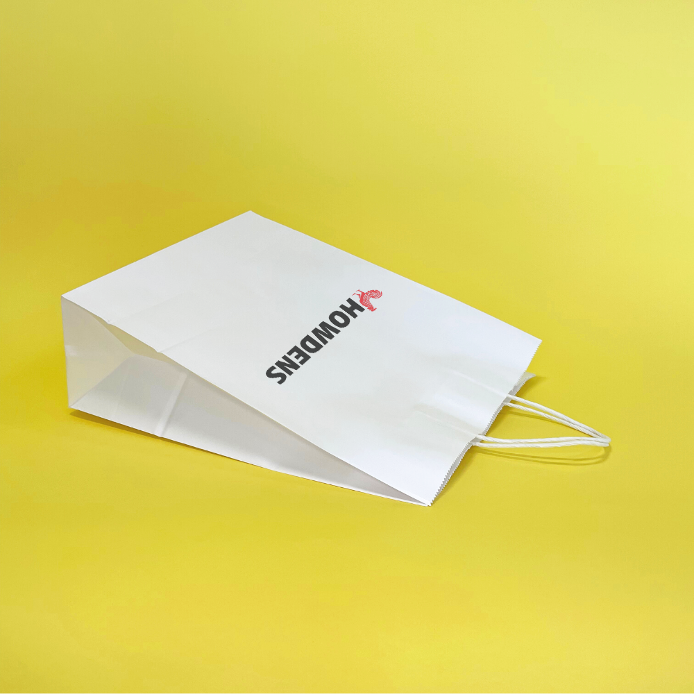 Custom Full Colour Printed White Twist Handle Paper Carrier Bags - 320mm x 140mm x 420mm