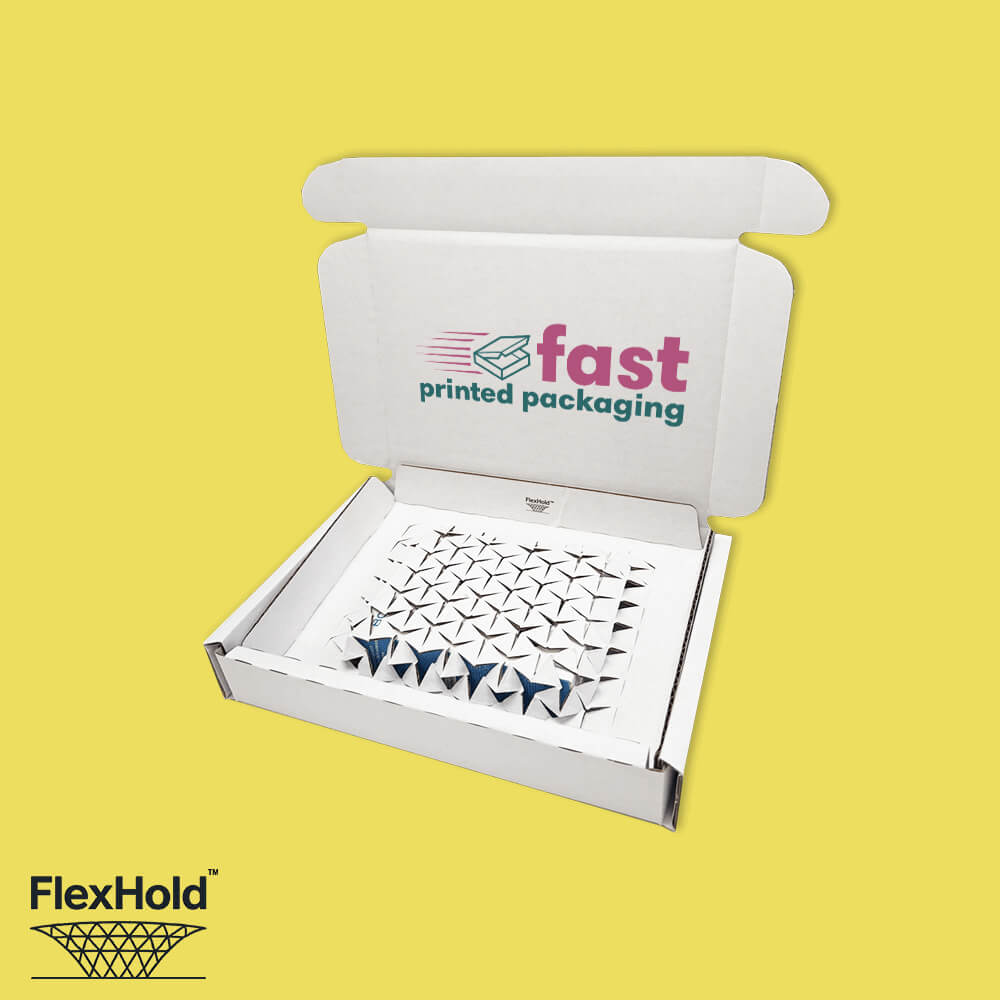 Custom Full Colour Printed White FlexHold™ Boxes - 200mm x 150mm x 35mm