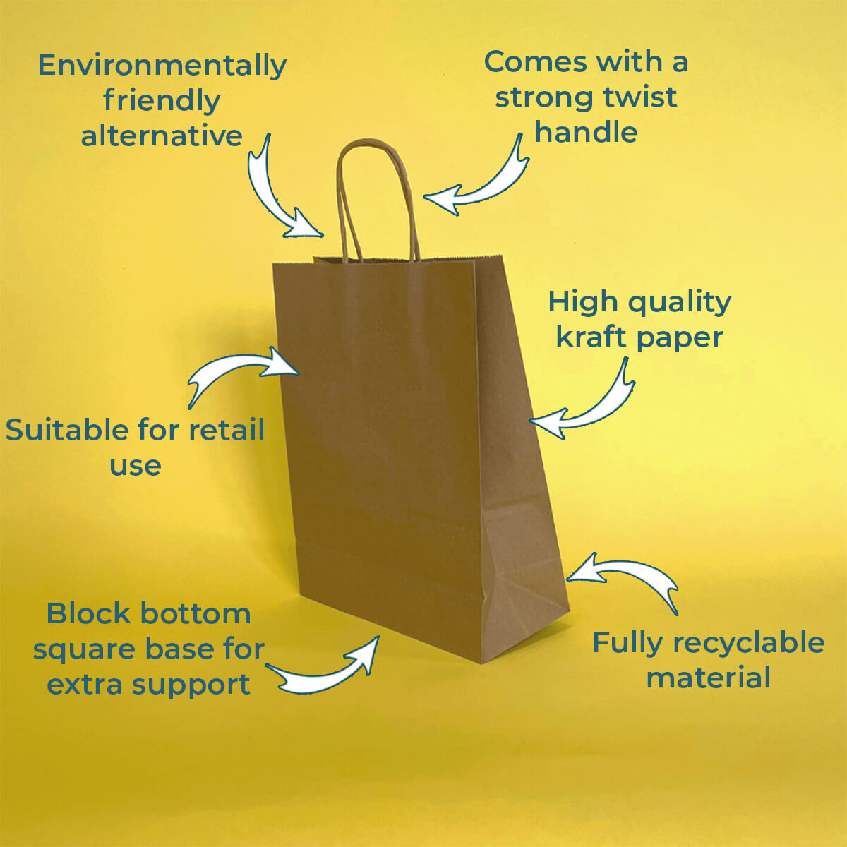 Brown Twist Handle Paper Carrier Bags - 320mm x 140mm x 420mm