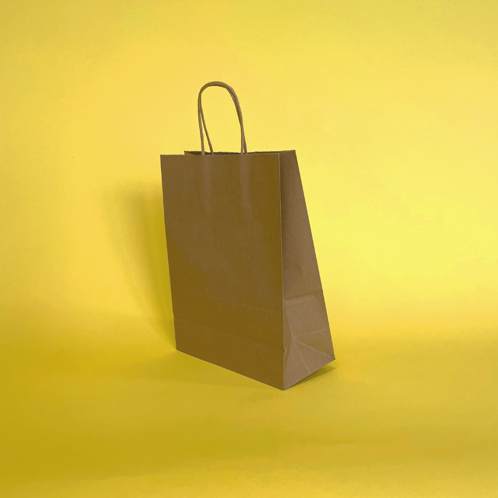 Brown Twist Handle Paper Carrier Bags - 240mm x 110mm x 310mm