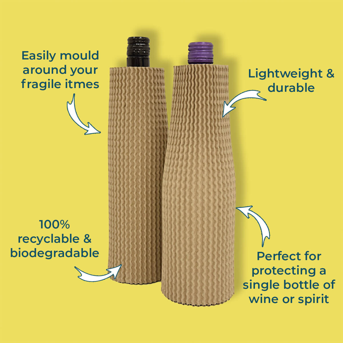 Brown Corrugated Bottle Sleeves - 300mm x 75mm