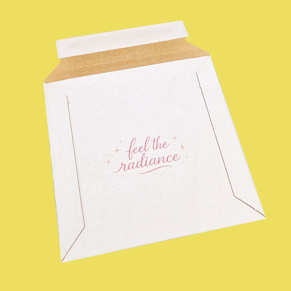 Custom Full Colour Printed Premium White Corrugated Cardboard Envelopes & Mailers - 180mm x 180mm