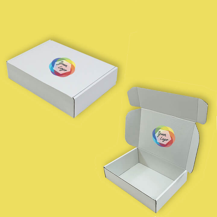 Custom Full Colour Printed White PiP Small Parcel Postal Box - 240mm x 160mm x 40mm