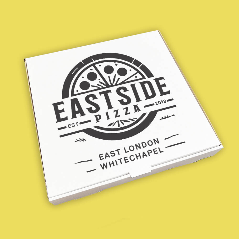 Custom Full Colour Printed White 12 Inch Pizza Boxes - 305mm x 305mm x 38mm