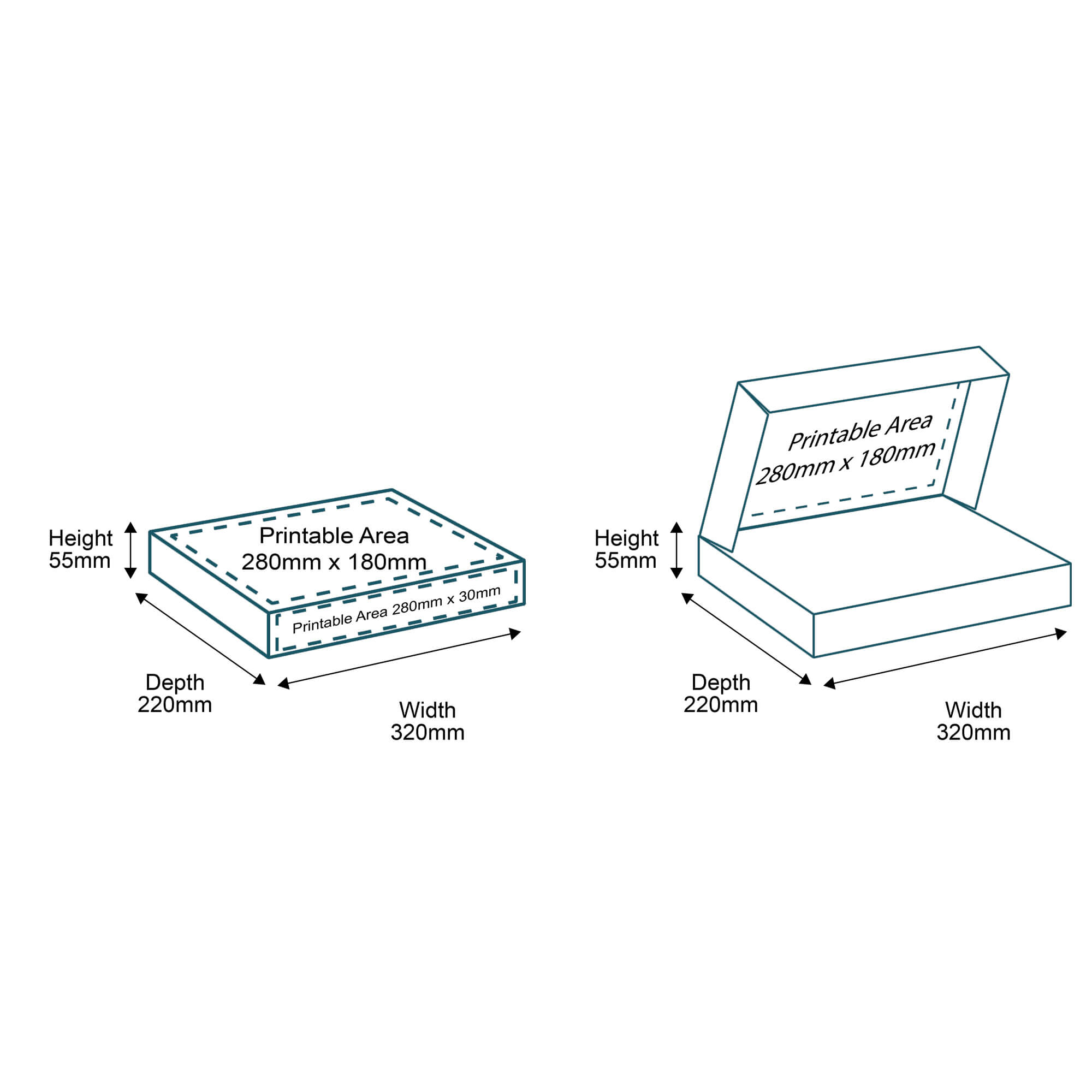 Custom Full Colour Printed White FlexHold™ Boxes - 320mm x 220mm x 55mm