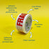 White & Red Fragile Packaging Warning Tape - 48mm x 66m