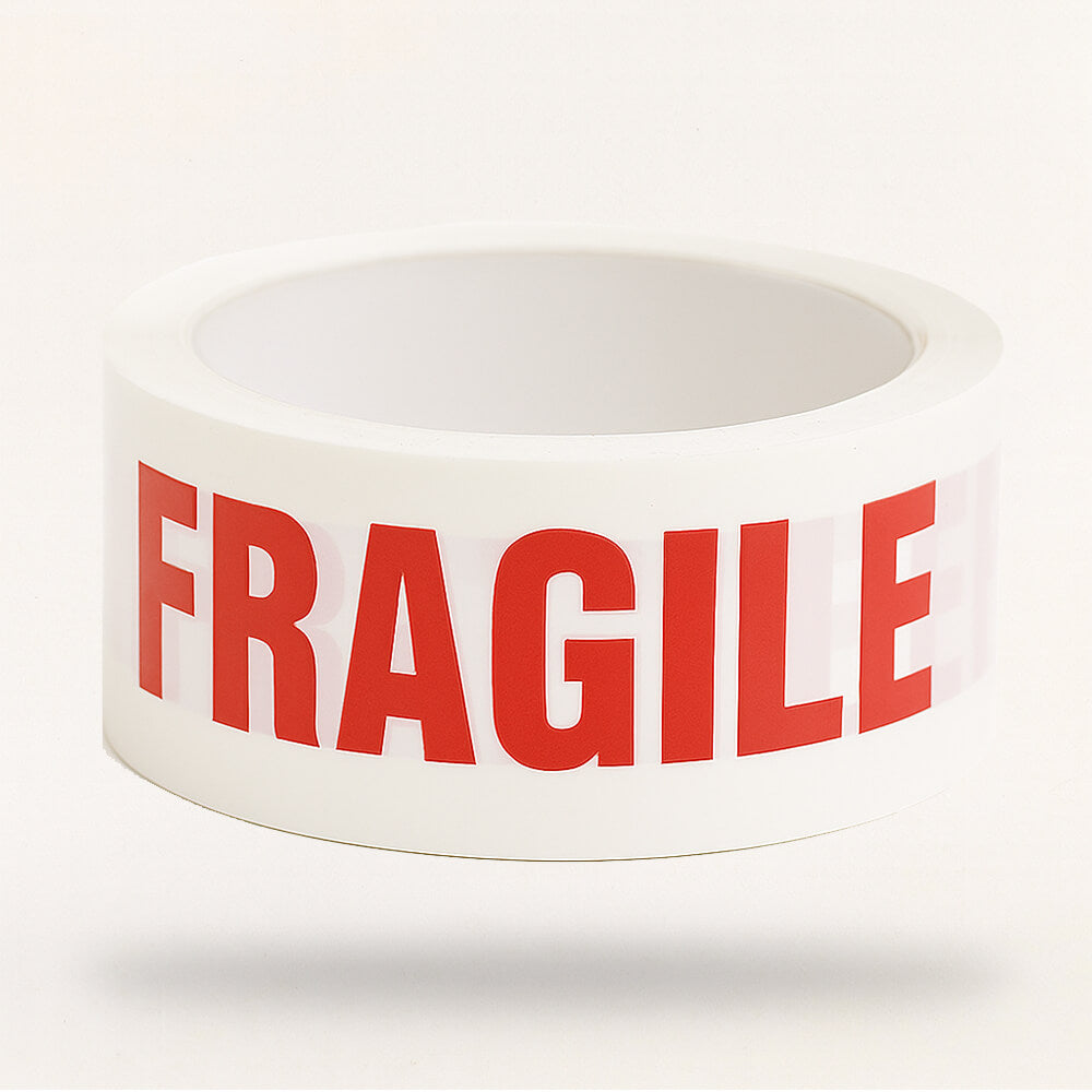 White & Red Packaging Warning Tape - 48mm x 66m