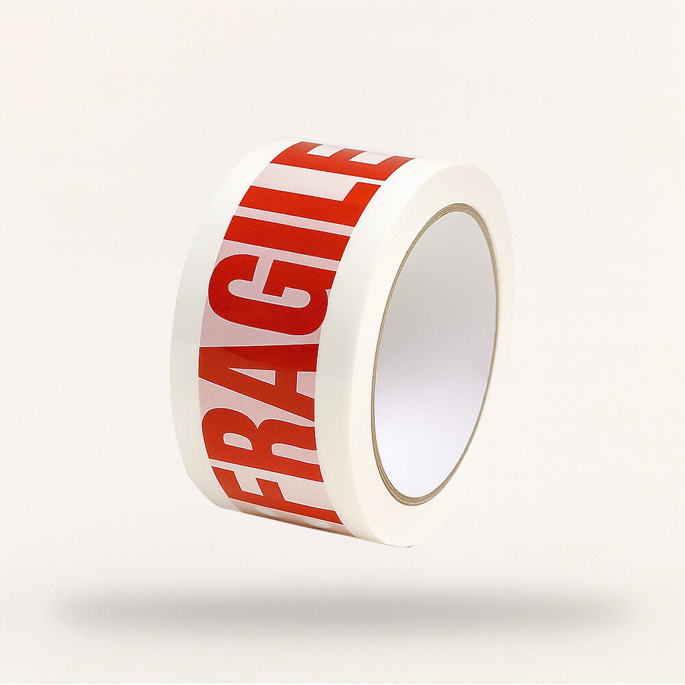 White & Red Packaging Warning Tape - 48mm x 66m
