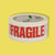 White & Red Fragile Packaging Warning Tape - 48mm x 66m