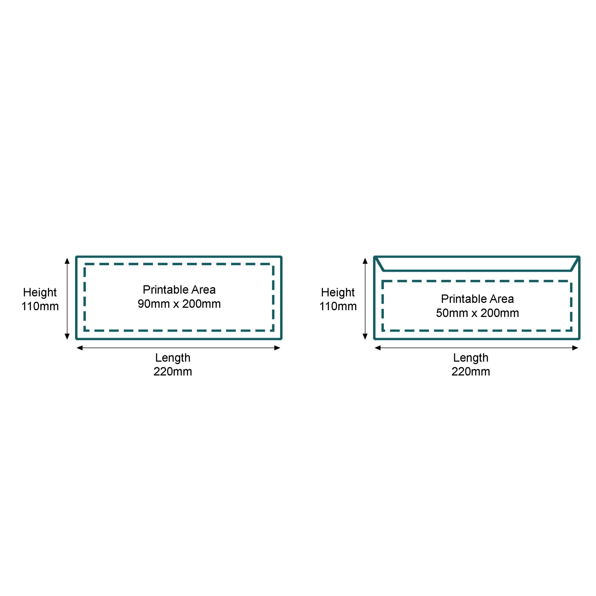 Custom Full Colour Printed Gummed DL Non Windowed Envelopes - 110mm x 220mm