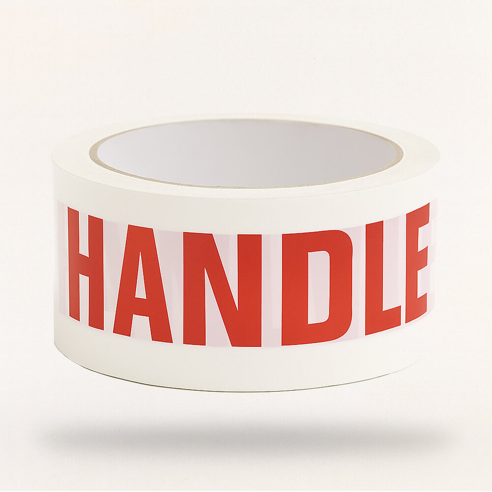 White & Red Packaging Warning Tape - 48mm x 66m