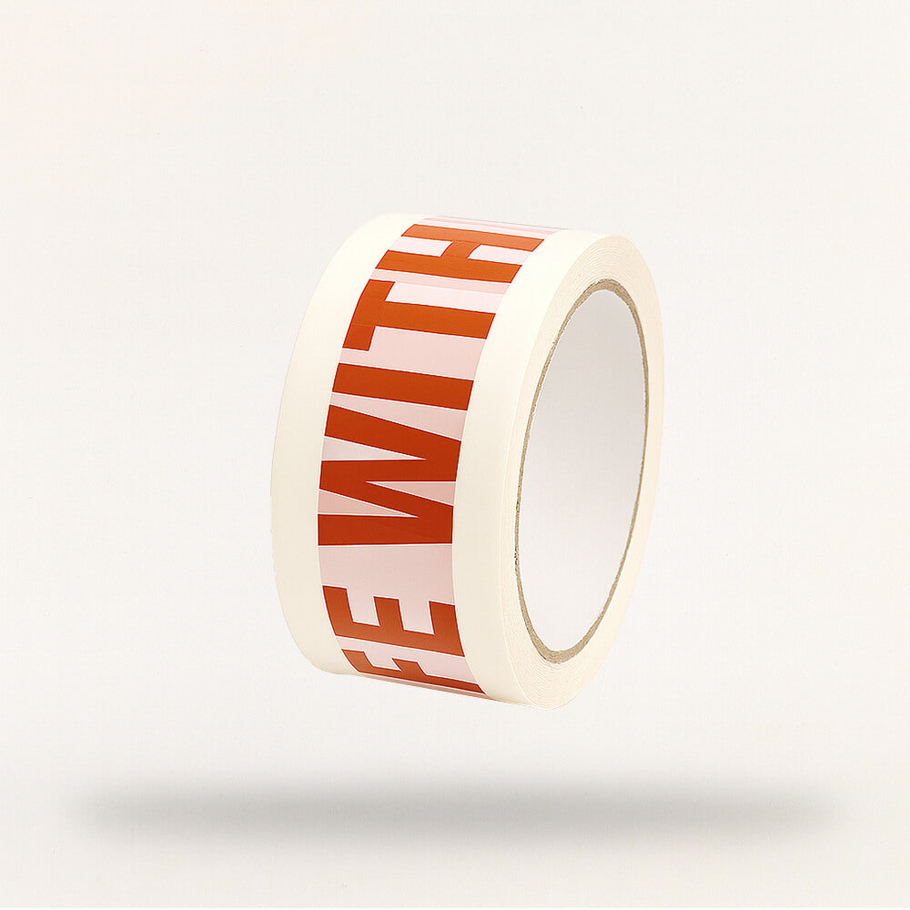 White & Red Packaging Warning Tape - 48mm x 66m