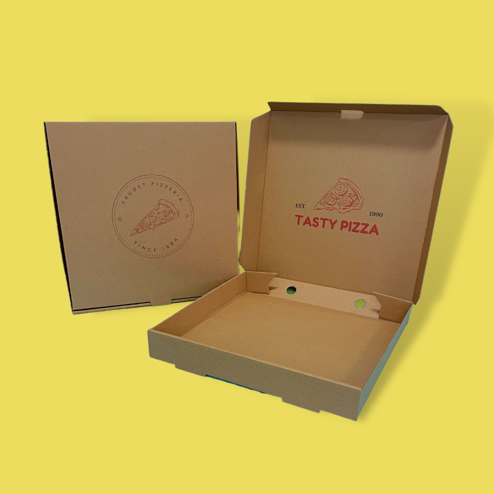 Custom Full Colour Printed Brown 12 Inch Pizza Boxes - 305mm x 305mm x 38mm