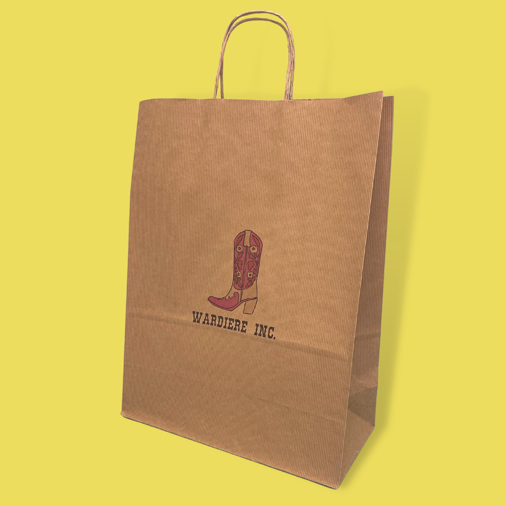 Personalised Custom Printed Brown Twist Handle Paper Carrier