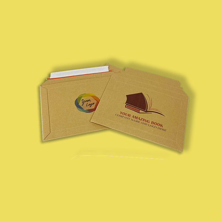 Custom Full Colour Printed Capacity Book Mailers - Gusseted Solid Board - 180mm x 235mm