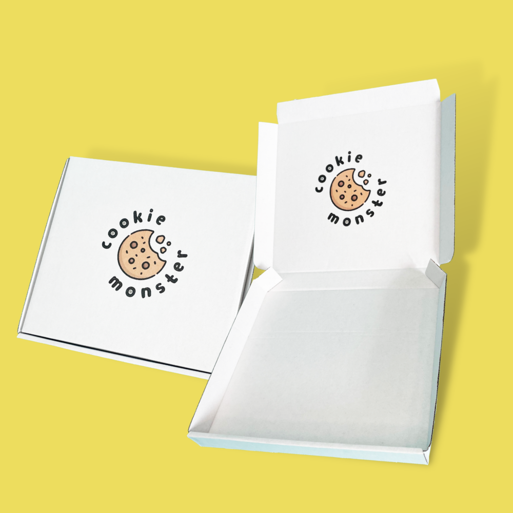 Custom Full Colour Printed White PiP Large Letter Postal Box - 175mm x 165mm x 22mm
