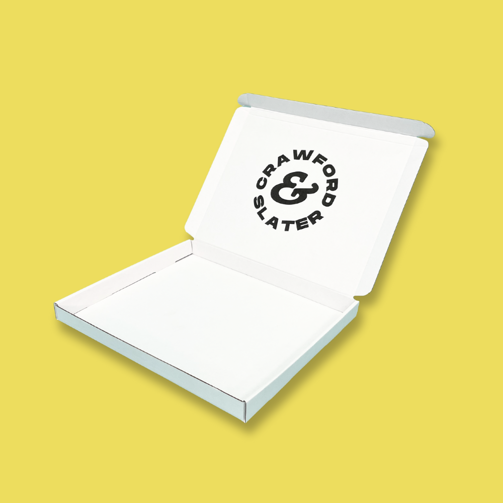 Custom Full Colour Printed White PiP Large Letter Postal Box - 265mm x 220mm x 23mm