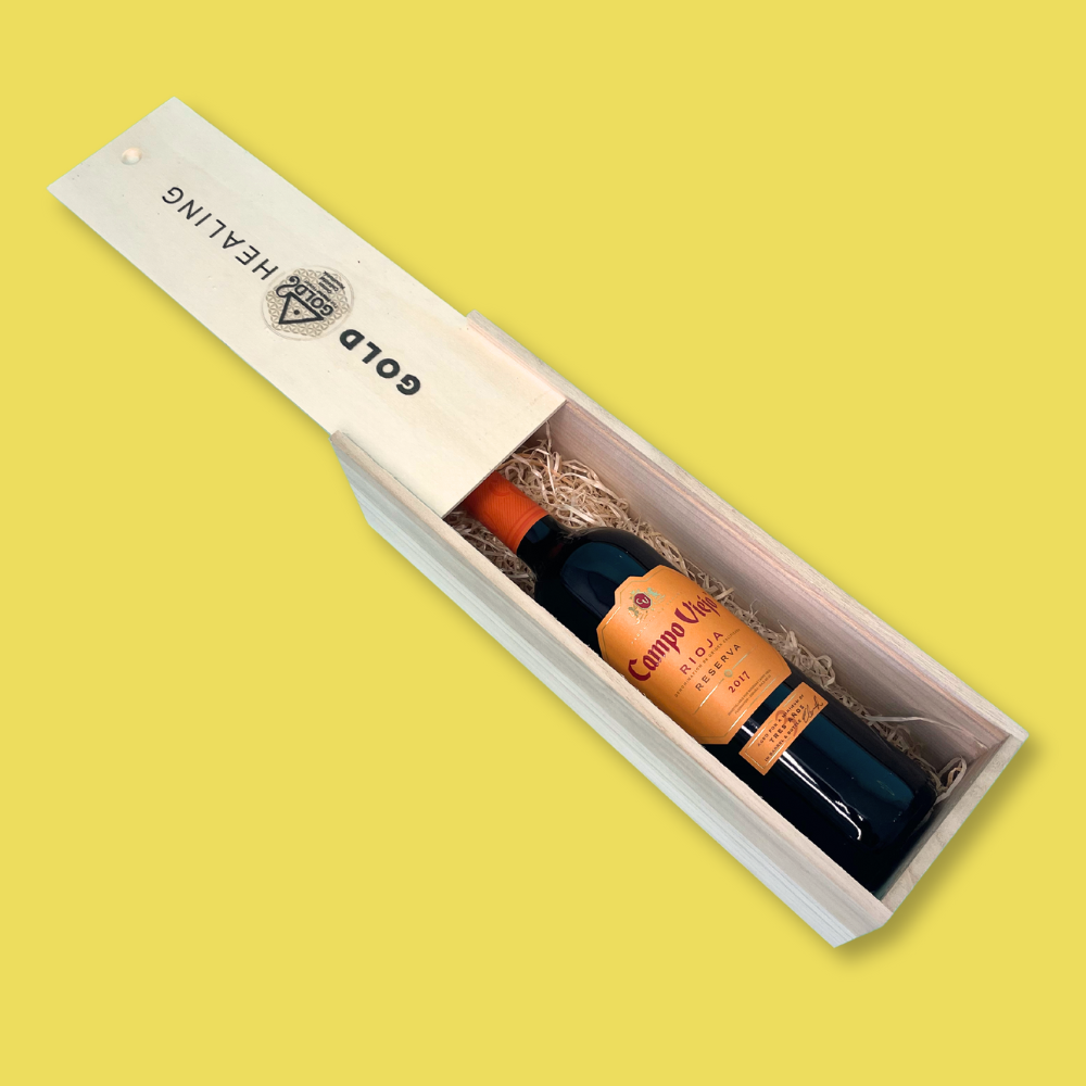 Custom Full Colour Printed Wooden Bottle Box - 335mm x 95mm x 95mm