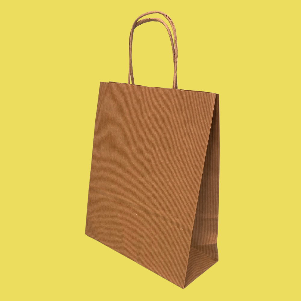 Premium Brown Twist Handle Paper Carrier Bags - 200mm x 80mm x 240mm