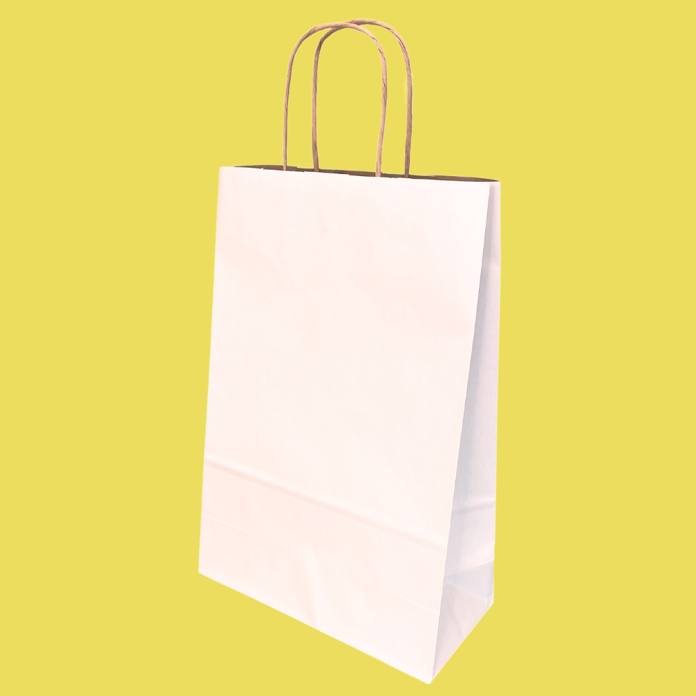 Premium White Twist Handle Paper Carrier Bags - 220mm x 100mm x 330mm