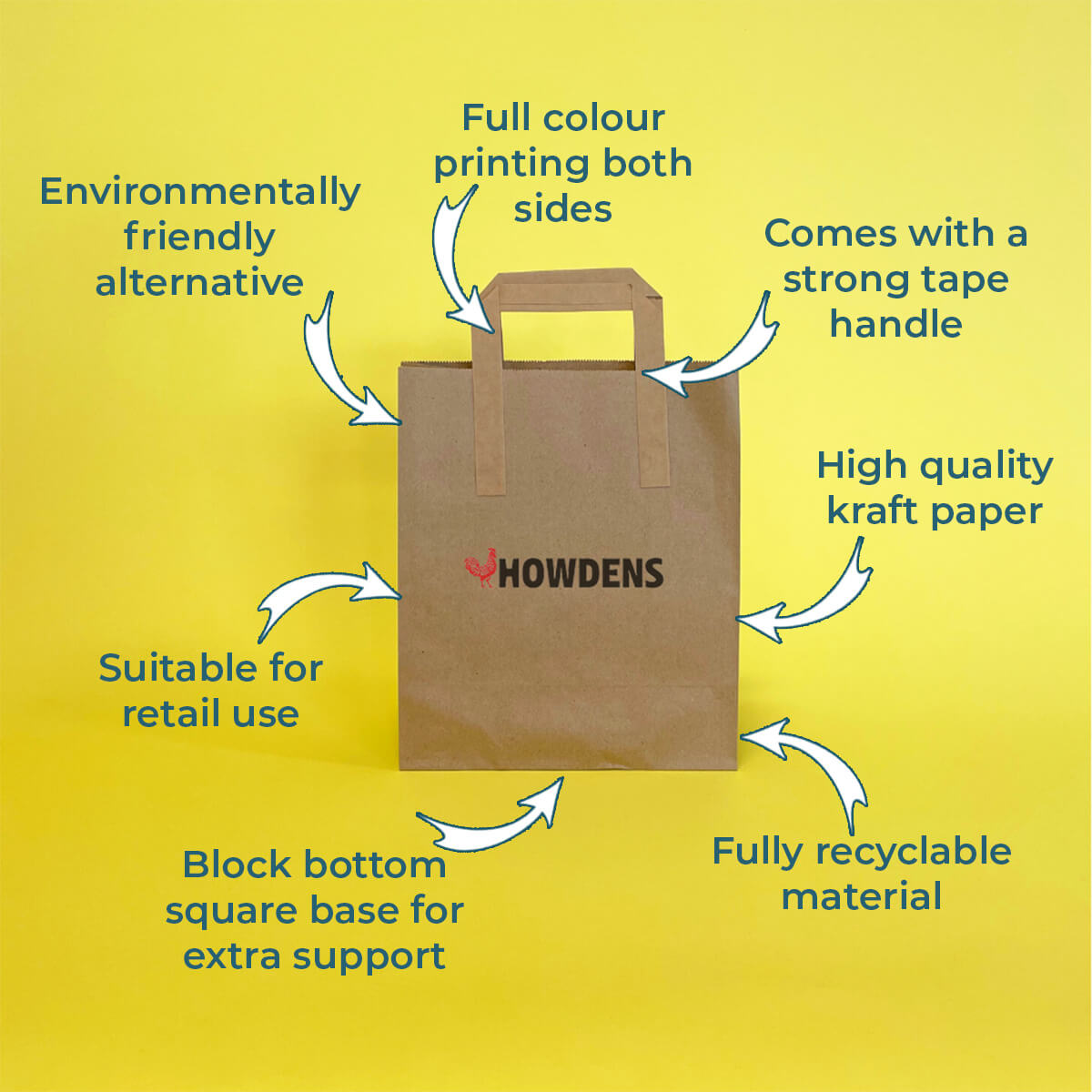 Custom Full Colour Printed Brown Tape Handle Paper Carrier Bags - 305mm x 127mm x 406mm