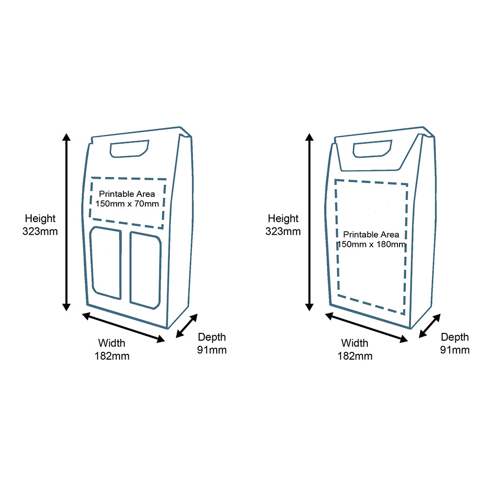 Custom Full Colour Printed Double Bottle Brown Pinch Top Box - 182mm x 91mm x 323mm