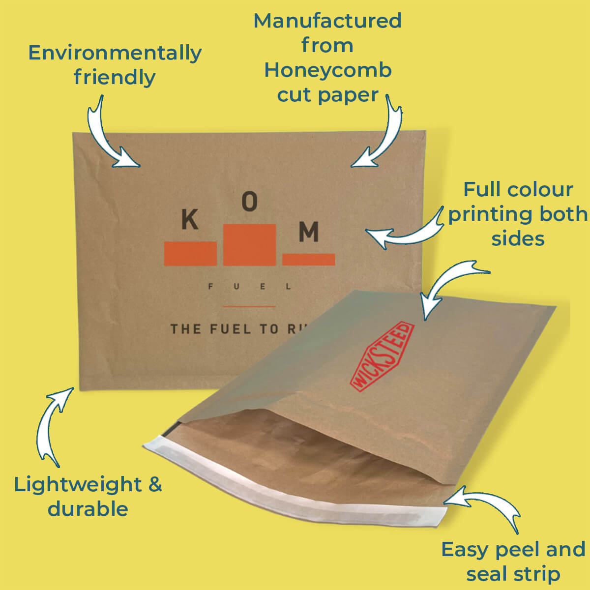 Custom Full Colour Printed Honeycomb Padded Envelopes & Mailers - 240mm x 340mm