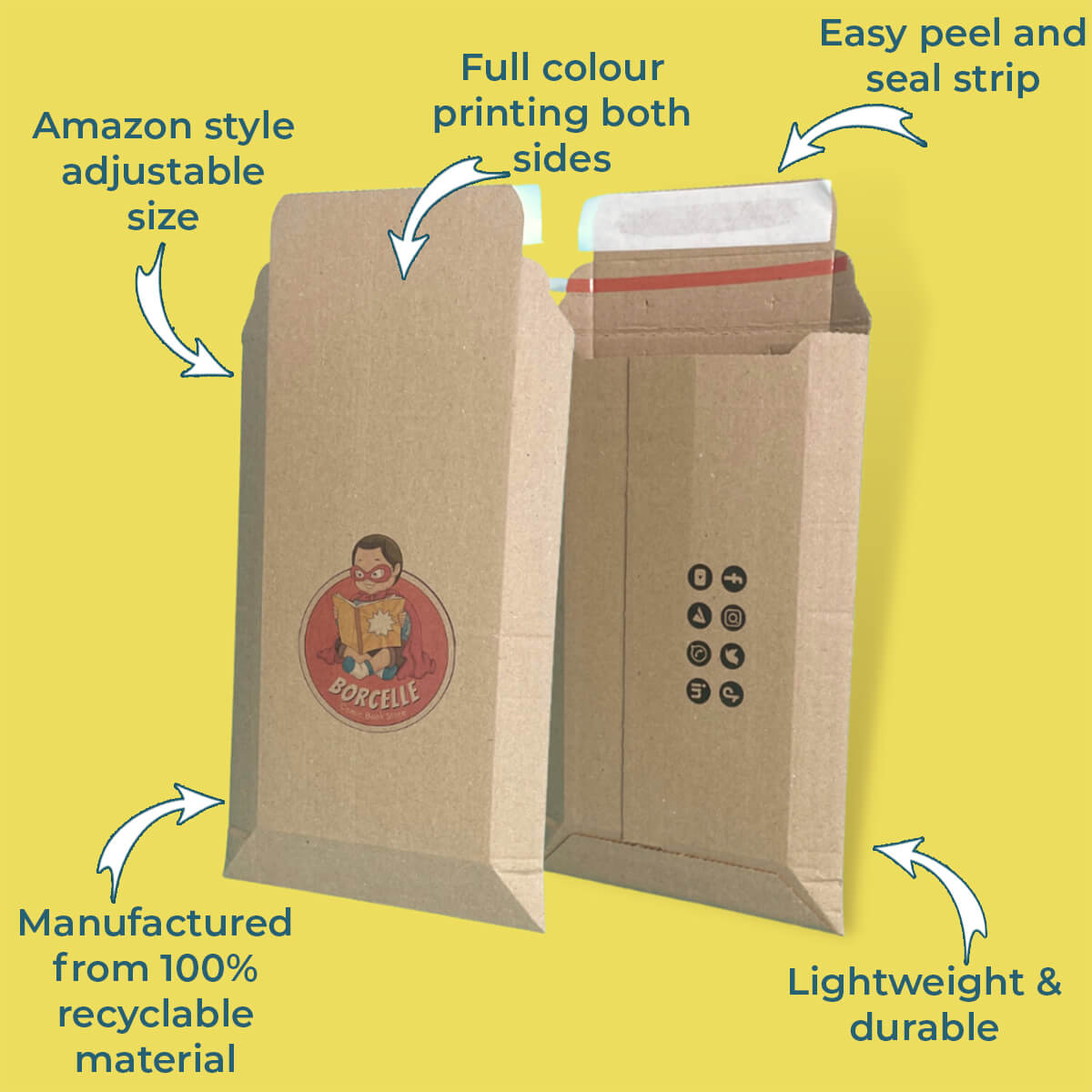 Pocket Parcel Personalised & Custom Printed Corrugated Pocket Envelopes - (Size ...
