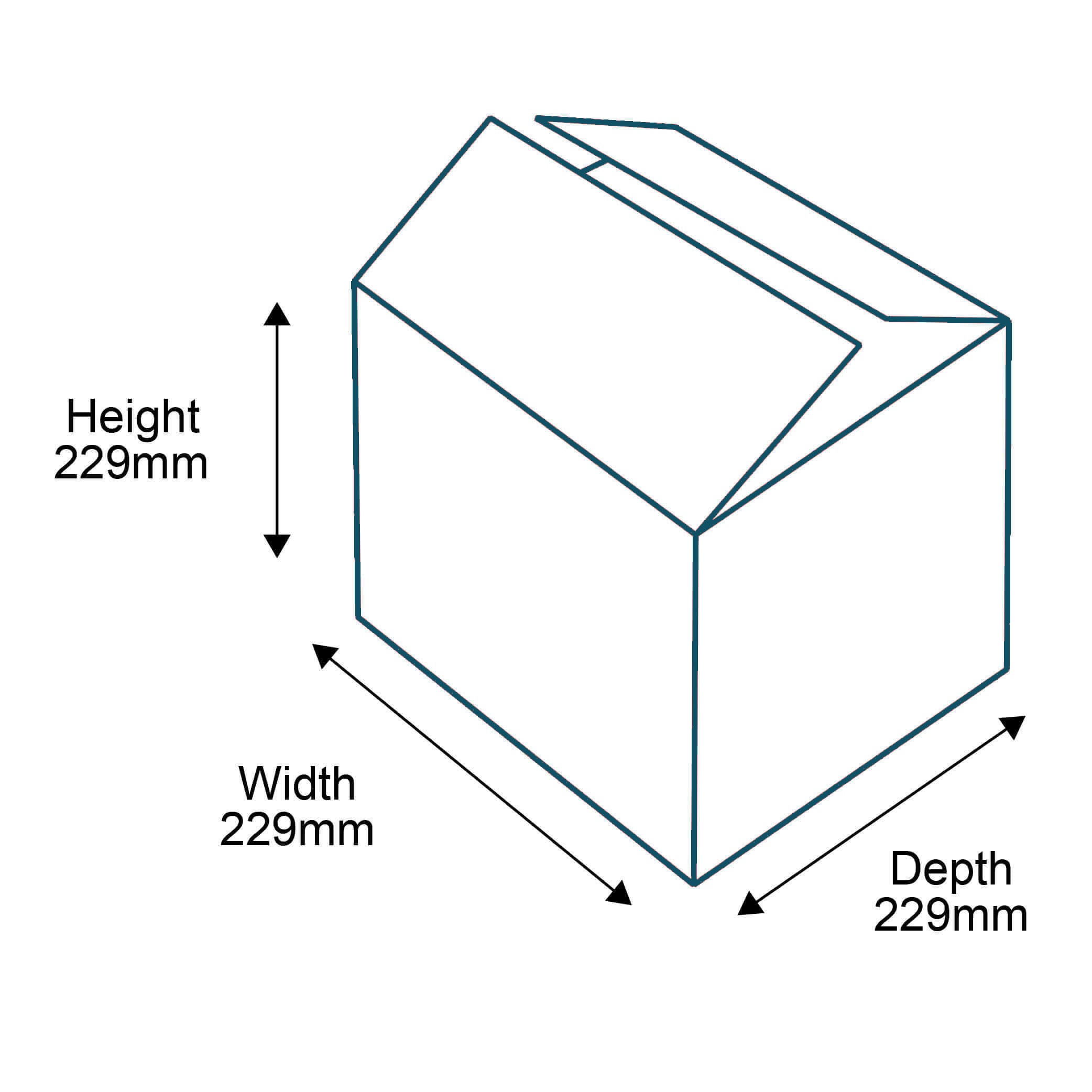 Single Wall Cardboard Boxes - 229mm x 229mm x 229mm