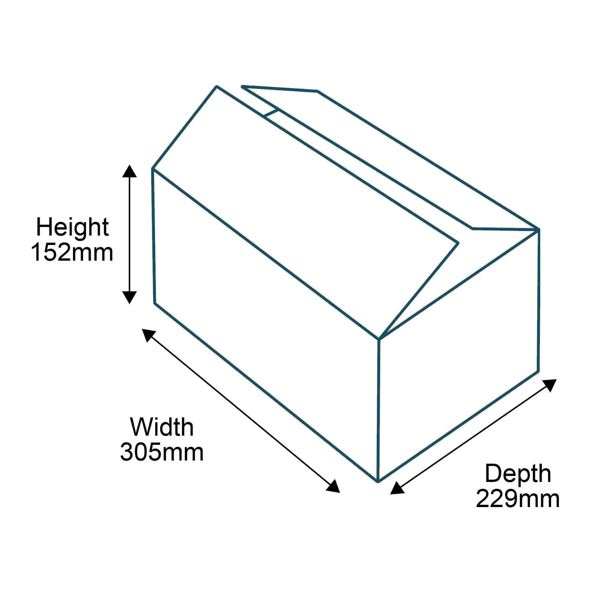 Single Wall Cardboard Boxes - 305mm x 229mm x 152mm