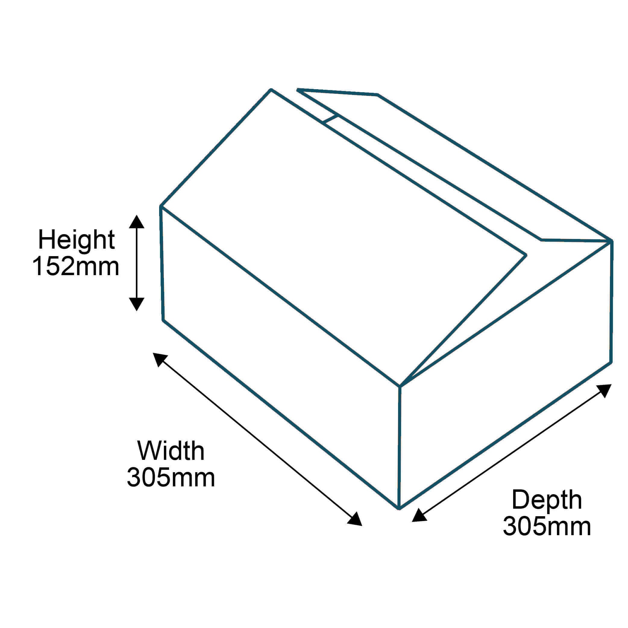 Single Wall Cardboard Boxes - 305mm x 305mm x 152mm