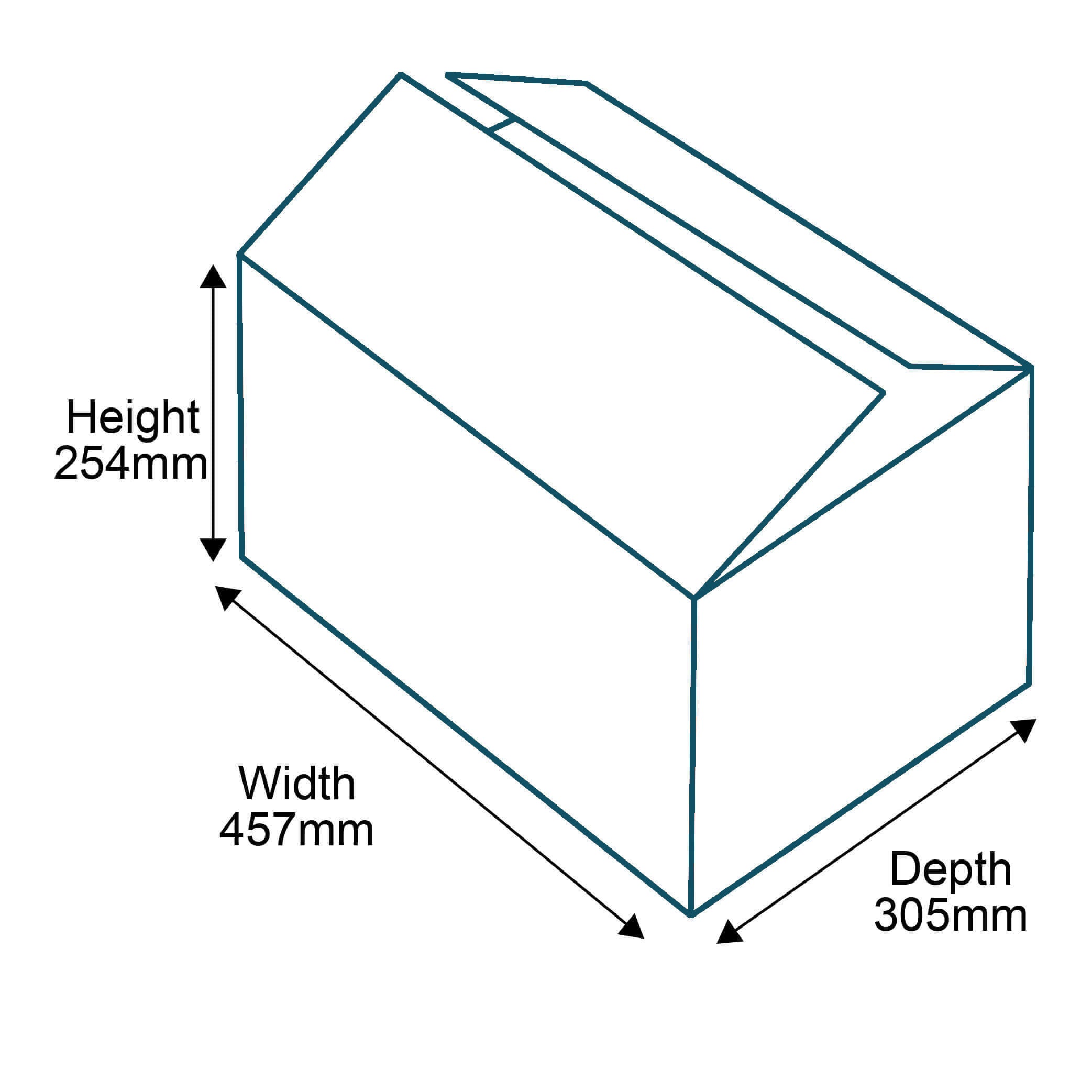 Single Wall Cardboard Boxes - 457mm x 305mm x 254mm