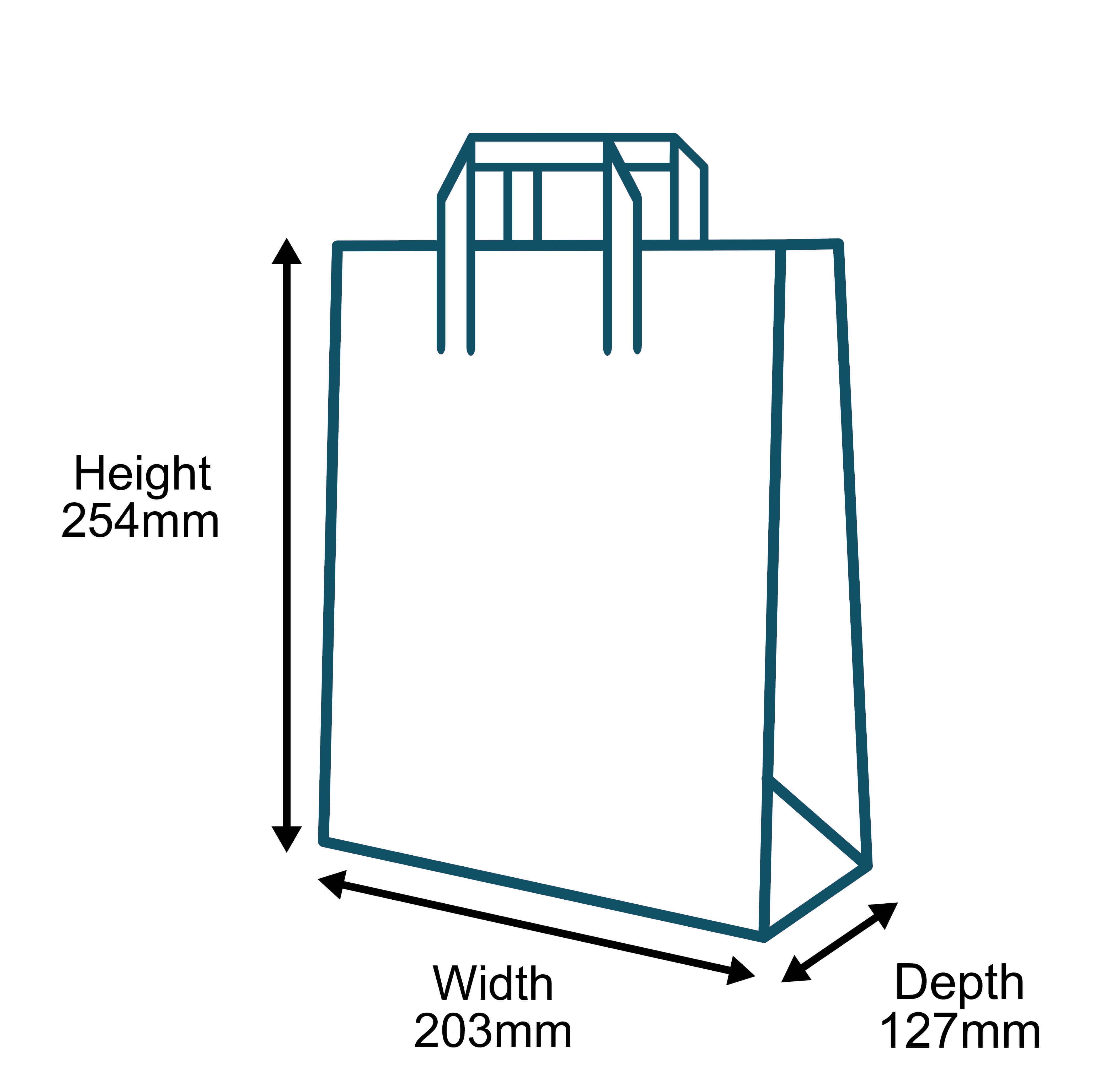 Medium Brown Tape Handle Paper Carrier Bags - 203mm x 127mm x 254mm