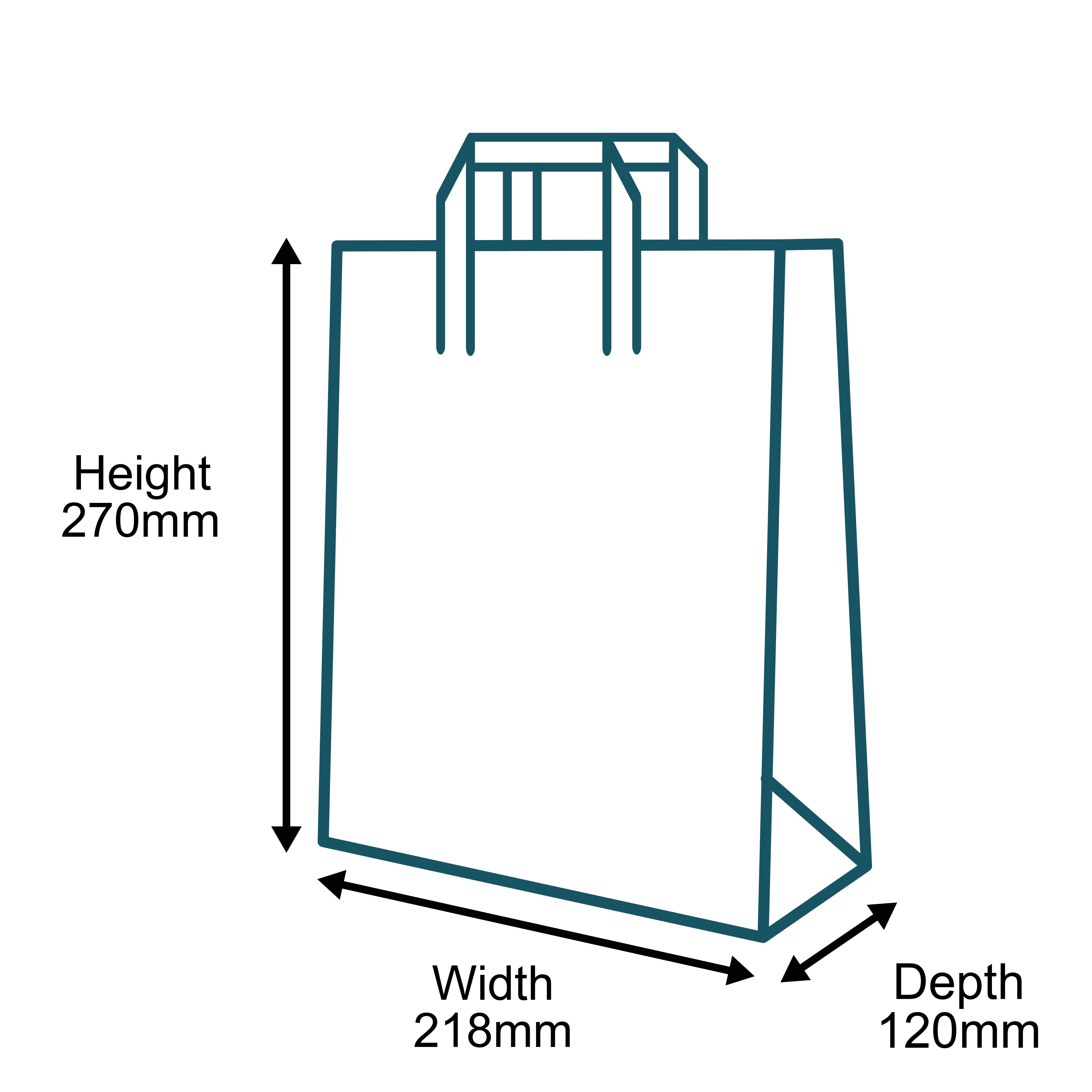 Medium White Tape Handle Paper Carrier Bags - 218mm x 120mm x 270mm