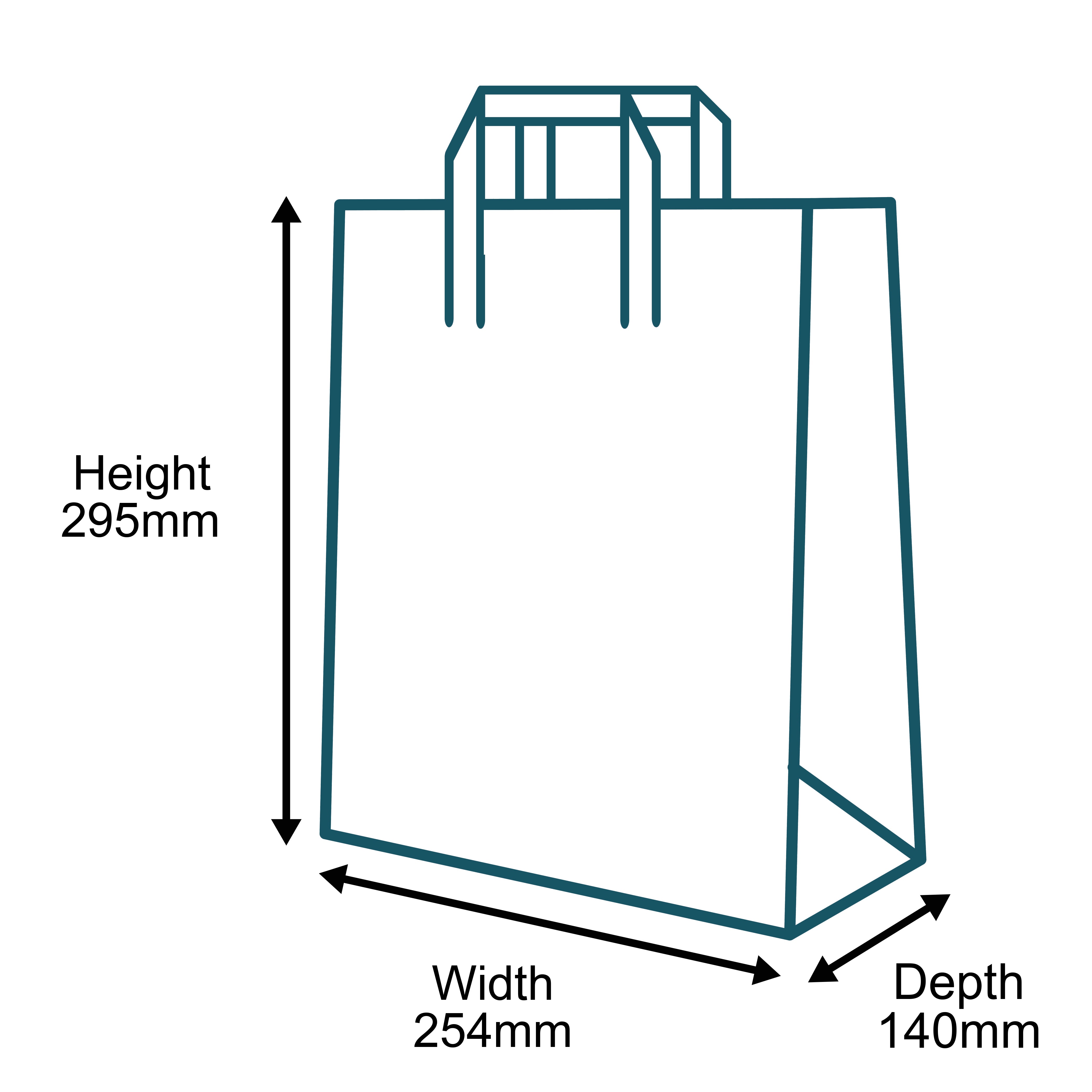 Large White Tape Handle Paper Carrier Bags - 254mm x 140mm x 295mm