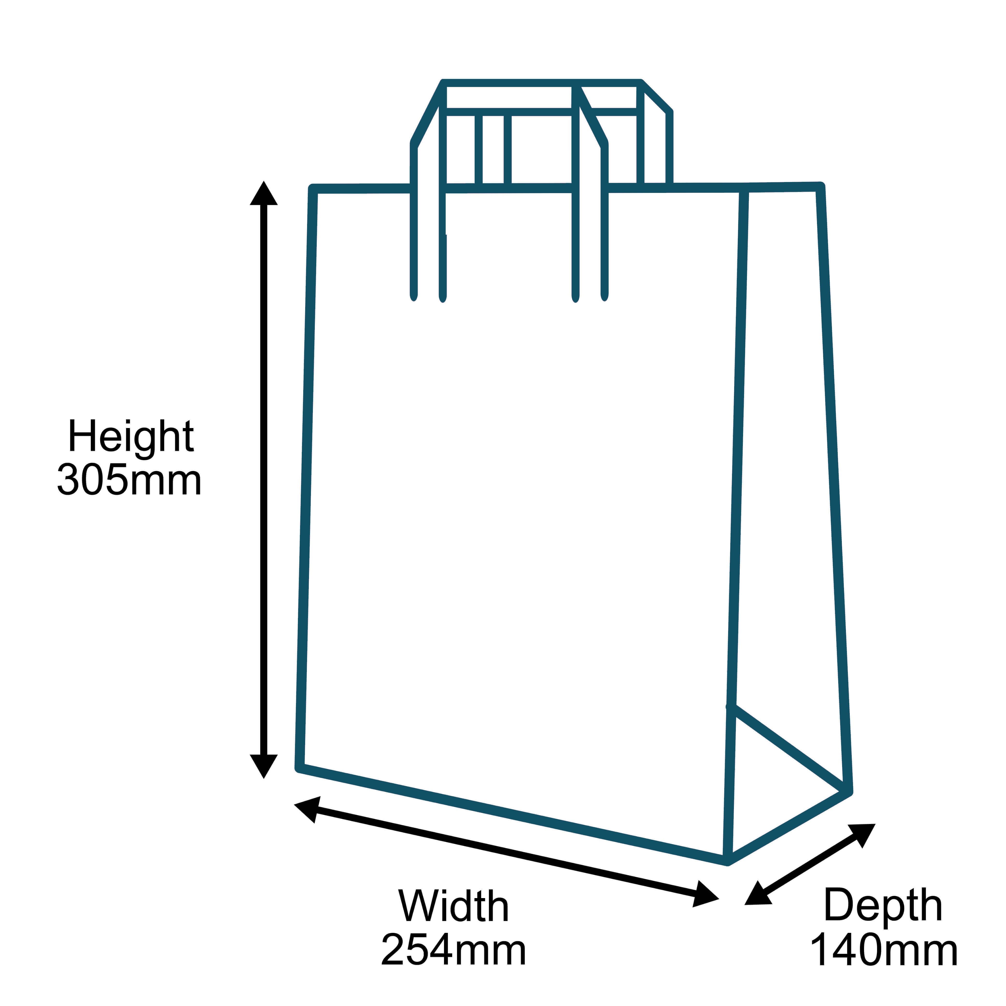 Large White Tape Handle Paper Carrier Bags - 254mm x 140mm x 305mm