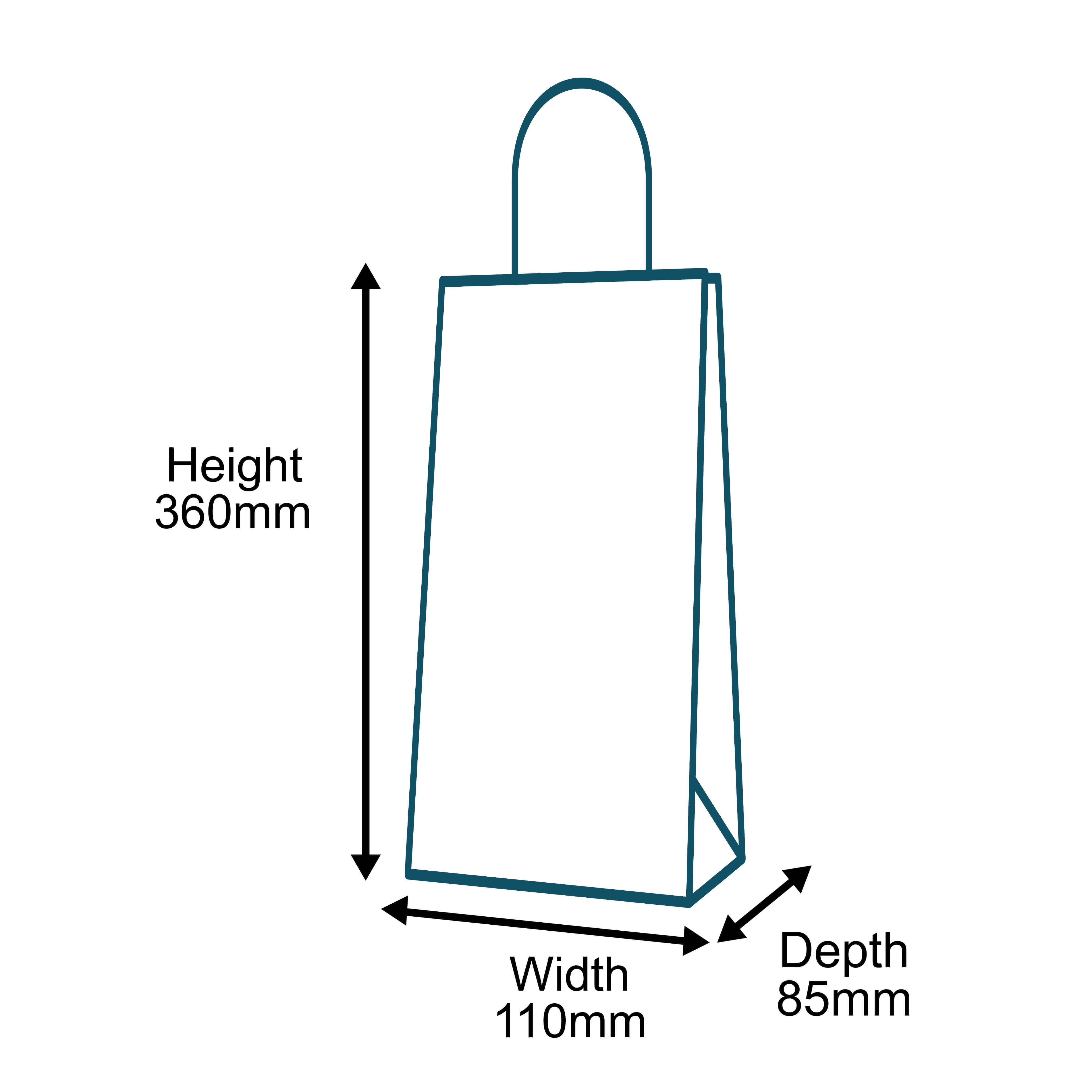 Custom Full Colour Printed Brown Twist Handle Paper Carrier Bags - 110mm x 85mm x 360mm