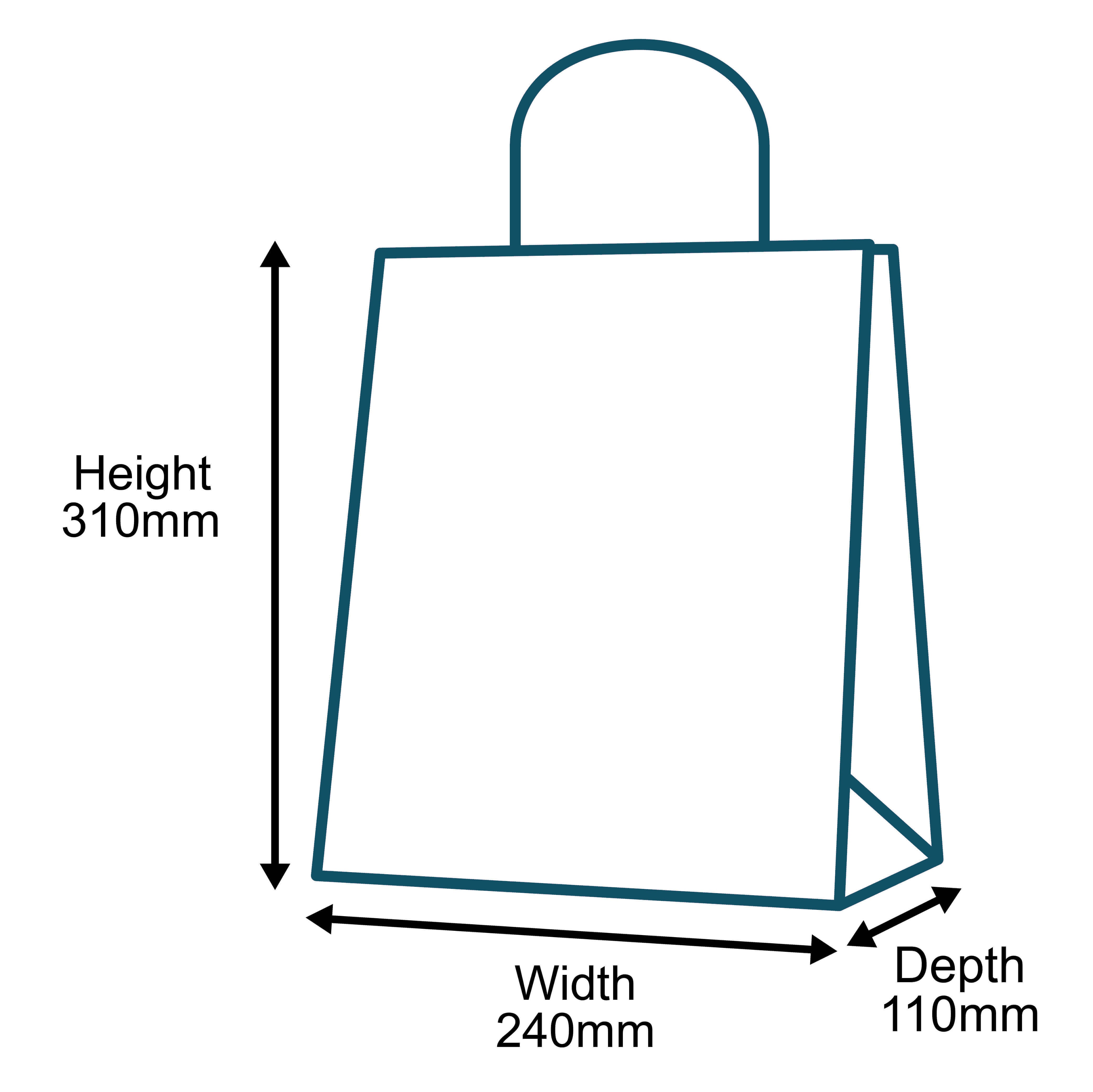 Custom Full Colour Printed Brown Twist Handle Paper Carrier Bags - 240mm x 110mm x 310mm