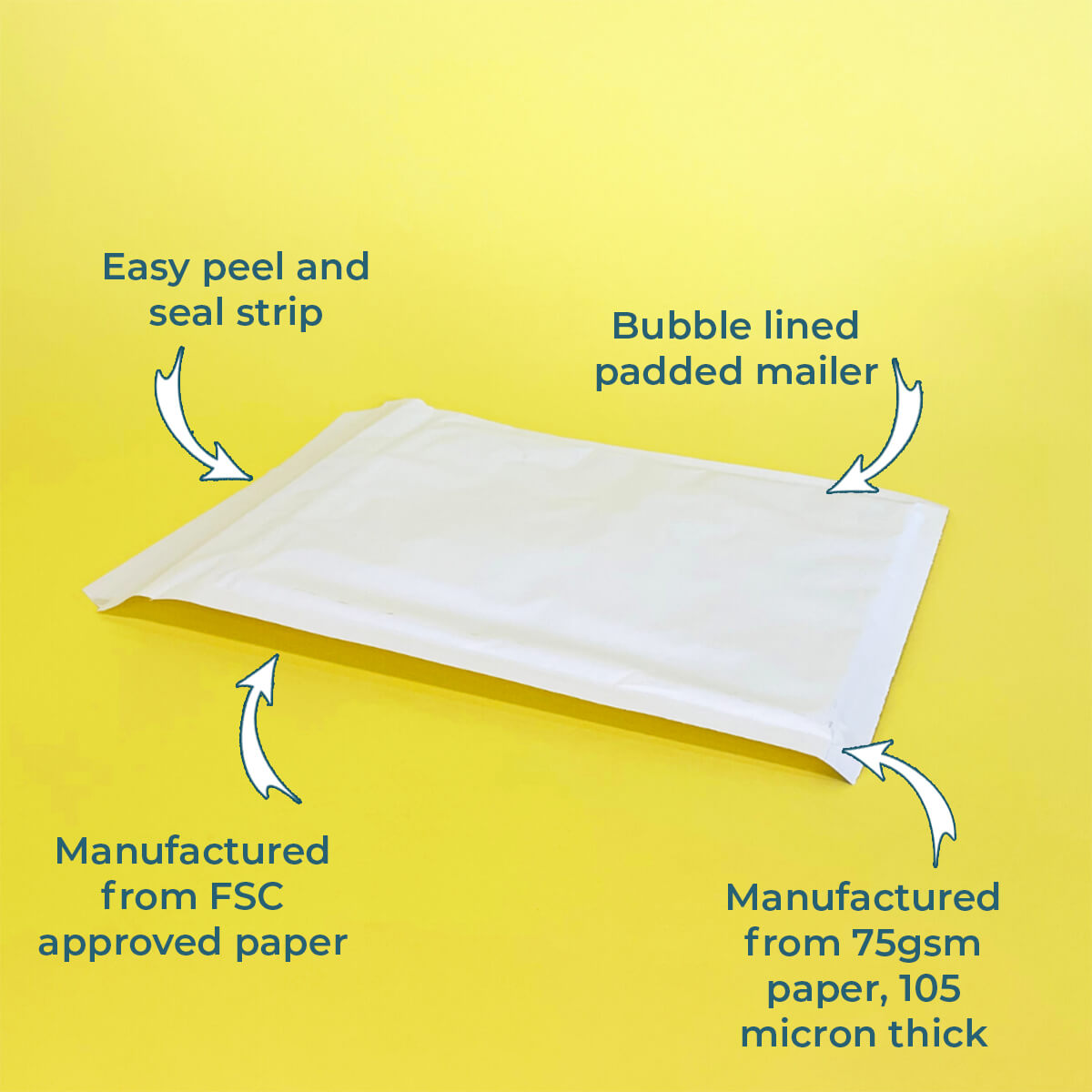 White Padded Envelopes & Mailers - 120mm x 215mm