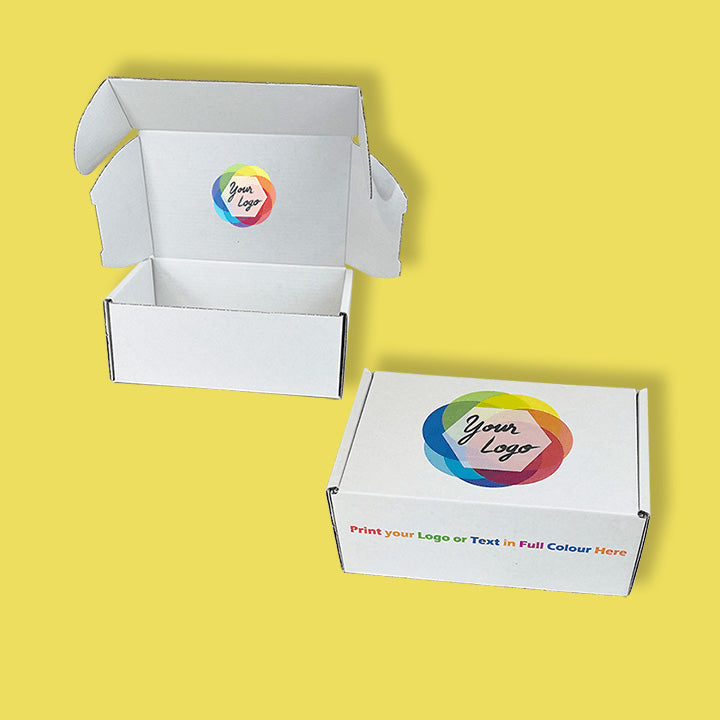 Custom Full Colour Printed White PiP Small Parcel Postal Box - 222mm x 150mm x 88mm