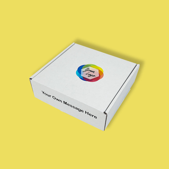 Custom Full Colour Printed White PiP Small Parcel Postal Box - 240mm x 240mm x 80mm