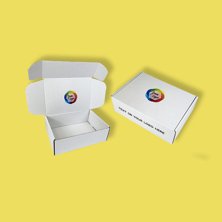 Custom Full Colour Printed White PiP Small Parcel Postal Box - 290mm x 208mm x 95mm