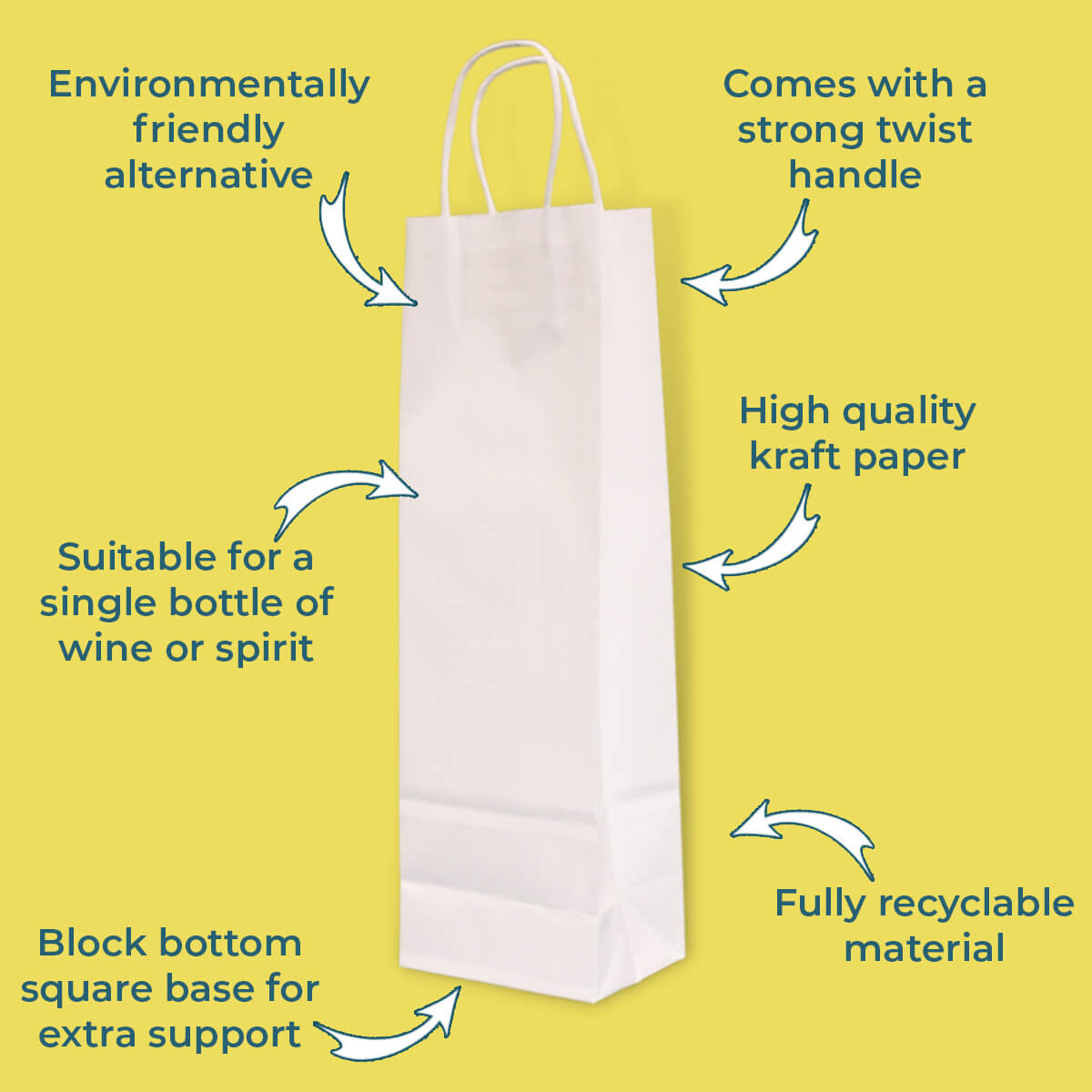 White Twist Handle Paper Carrier Bags - 110mm x 85mm x 360mm